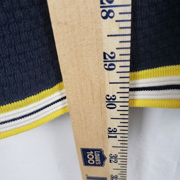 Talbot's Navy and Yellow 3/4th Length Sleeve Button Down Sweater w/Pockets Sz 1X - Picture 9 of 11